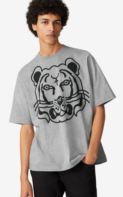 Kenzo Men K-tiger Oversized T-shirt Pearl Grey